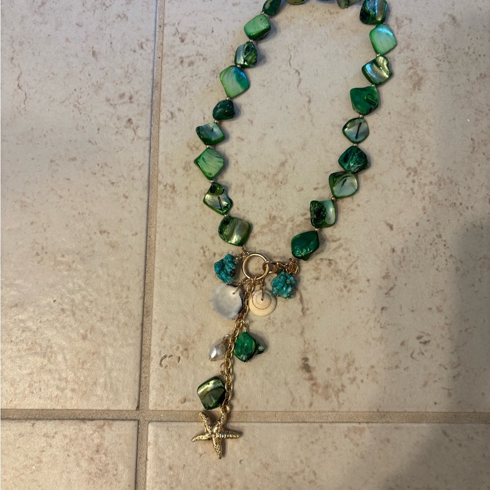 Green and Gold Shell Necklace